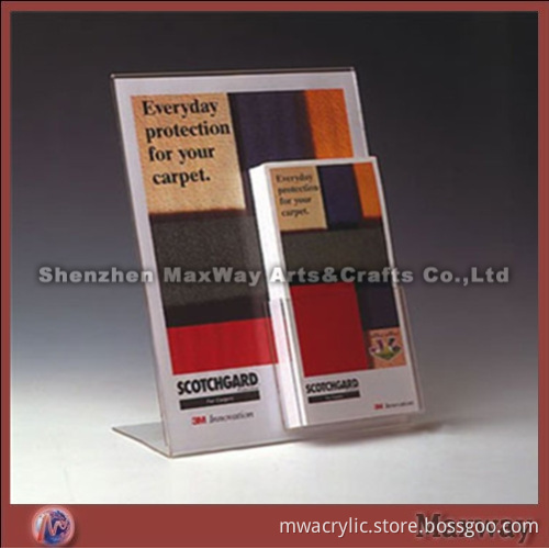 Laminated L-shaped Transparent Acrylic/lucite Brochure/Leaflet/Memo Display Holder/Stand/Container